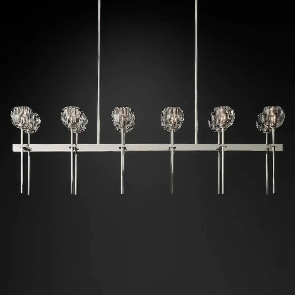 Boule De Cristal Glass Double Linear Chandelier