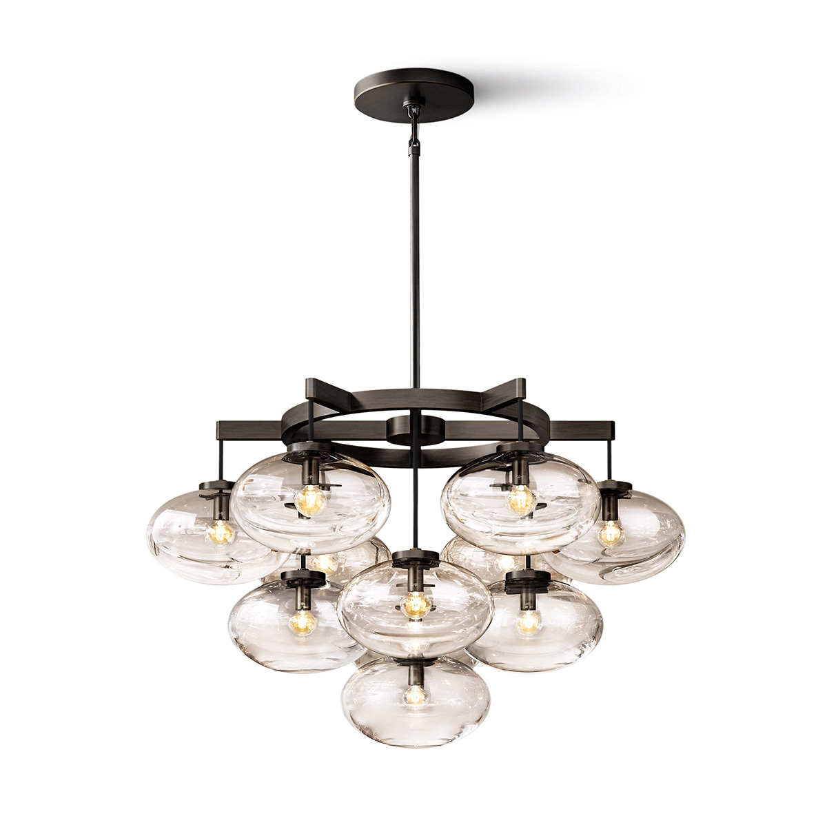 Cabrette Clear Glass Round Chandelier 36"