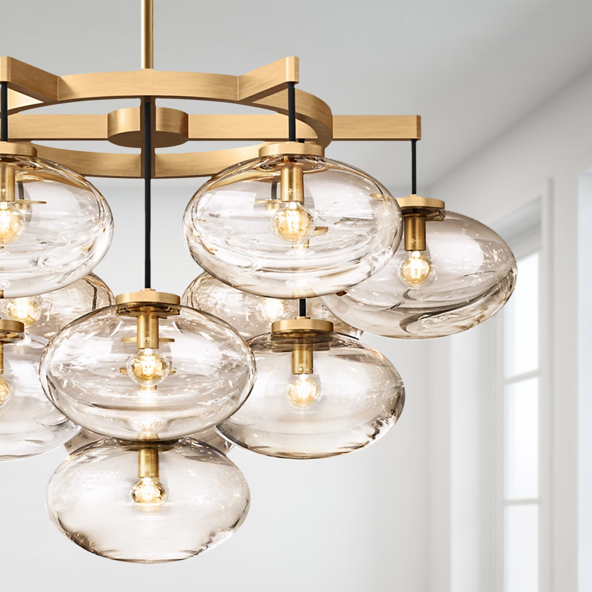 Cabrette Clear Glass Round Chandelier 36"