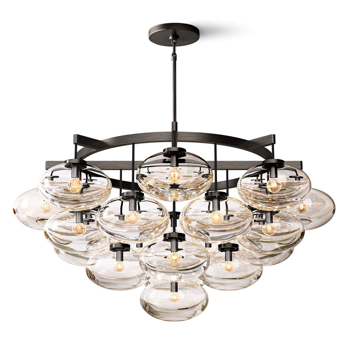 Cabrette Clear Glass Round Chandelier 48"