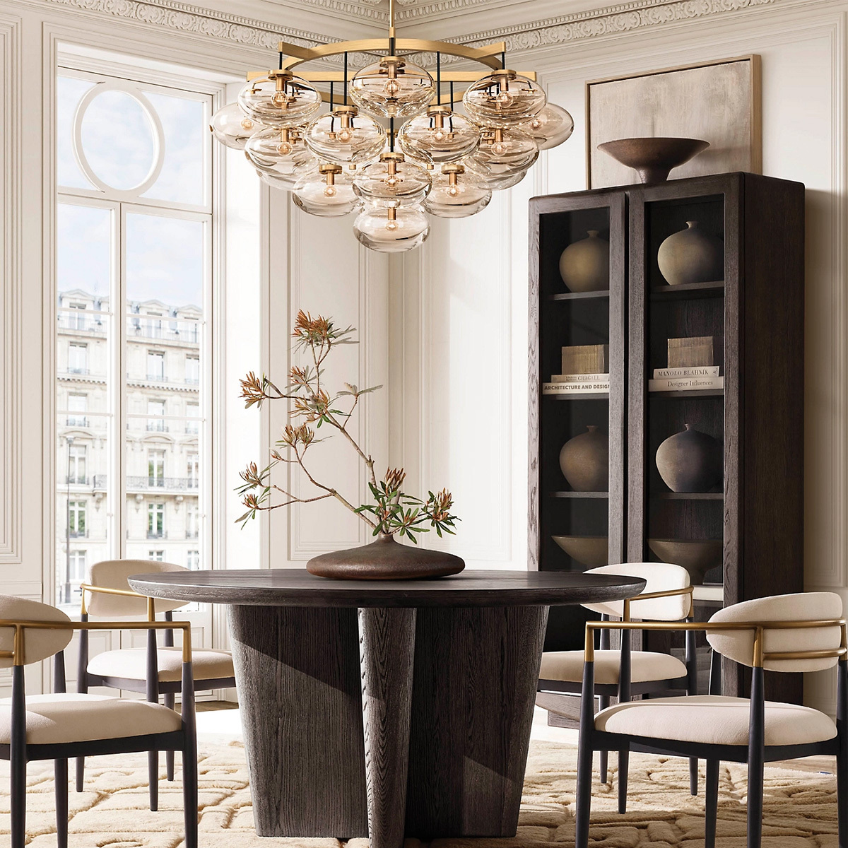 Cabrette Clear Glass Round Chandelier 48"