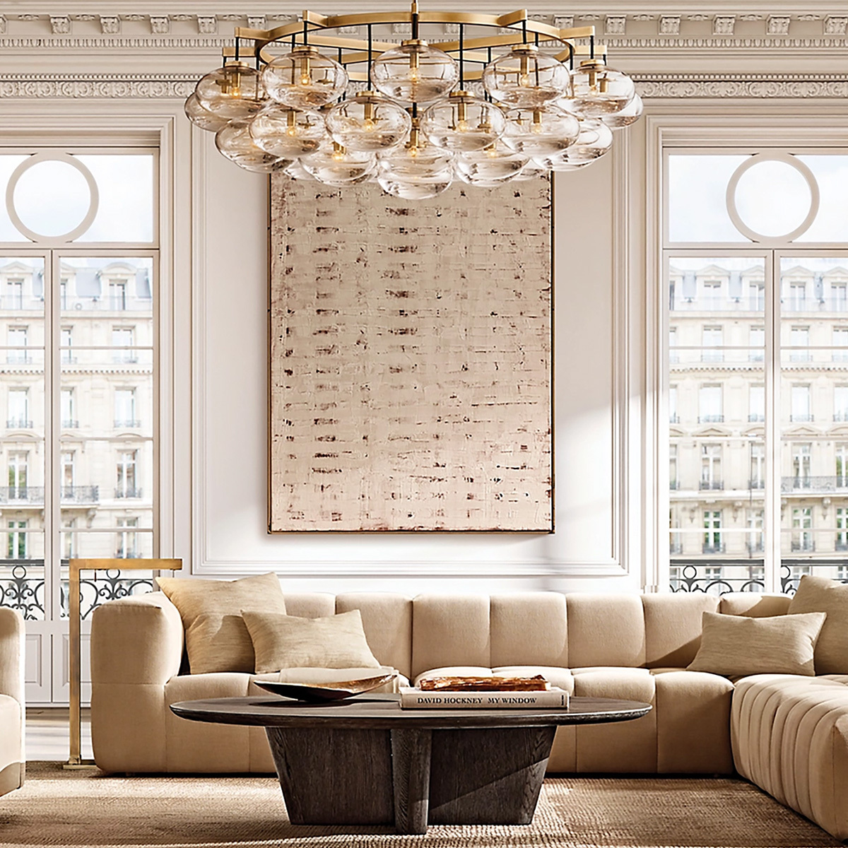 Cabrette Clear Glass Round Chandelier 60"
