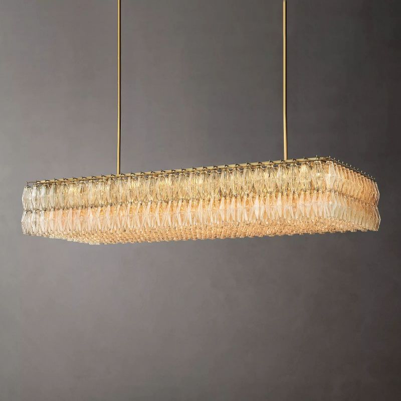 Chara Clear Glass Rectangular Chandelier 74"-HiLamps