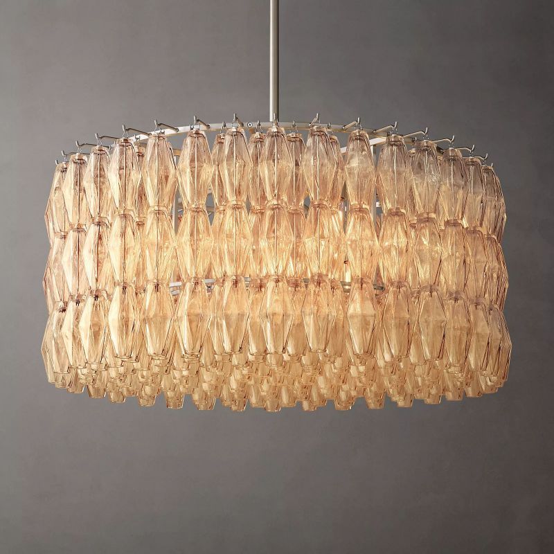 Chara Clear Glass Round Chandelier 37"-HiLamps