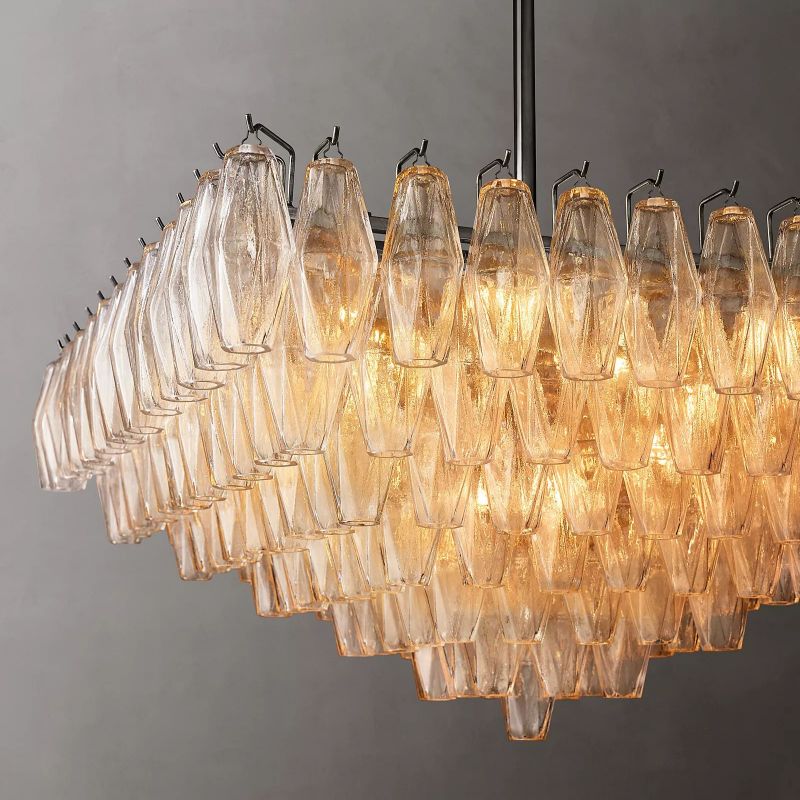 Chara Clear Glass Square Chandelier 32"-HiLamps