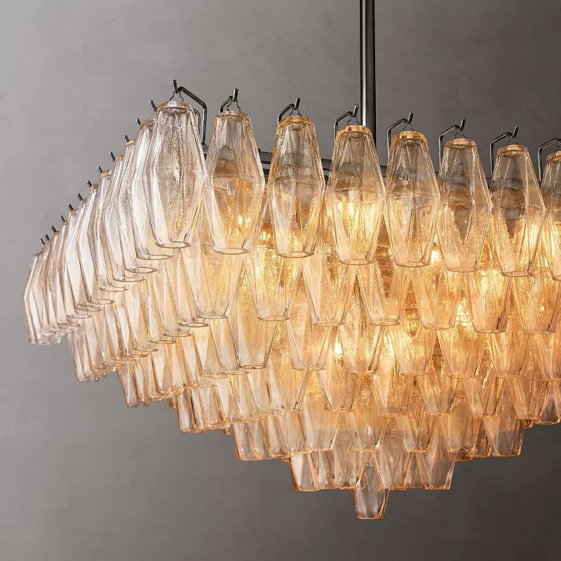 Chara Clear Glass Square Chandelier 32"-HiLamps