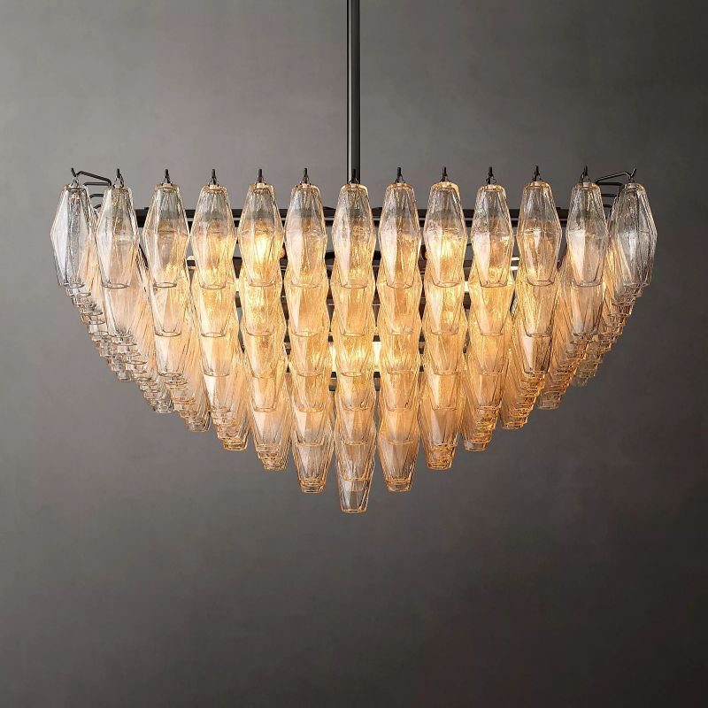 Chara Clear Glass Square Chandelier 32"-HiLamps