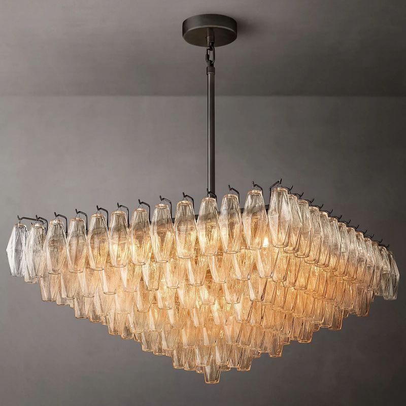 Chara Clear Glass Square Chandelier 32"-HiLamps