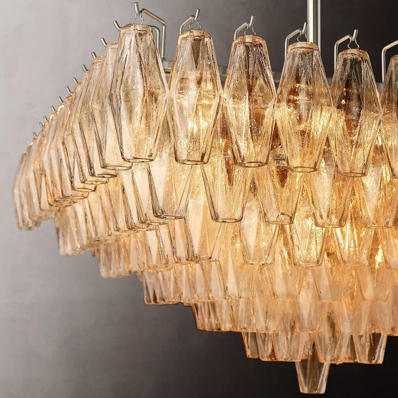Chara Clear Glass Square Chandelier 32"-HiLamps