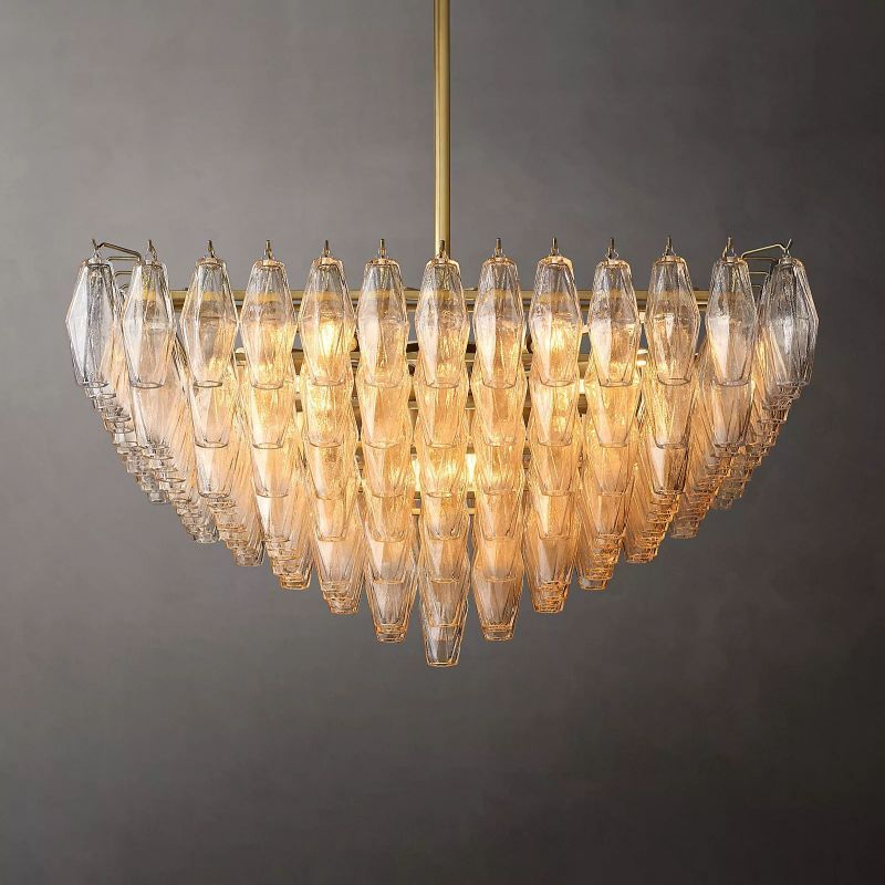 Chara Clear Glass Square Chandelier 32"-HiLamps