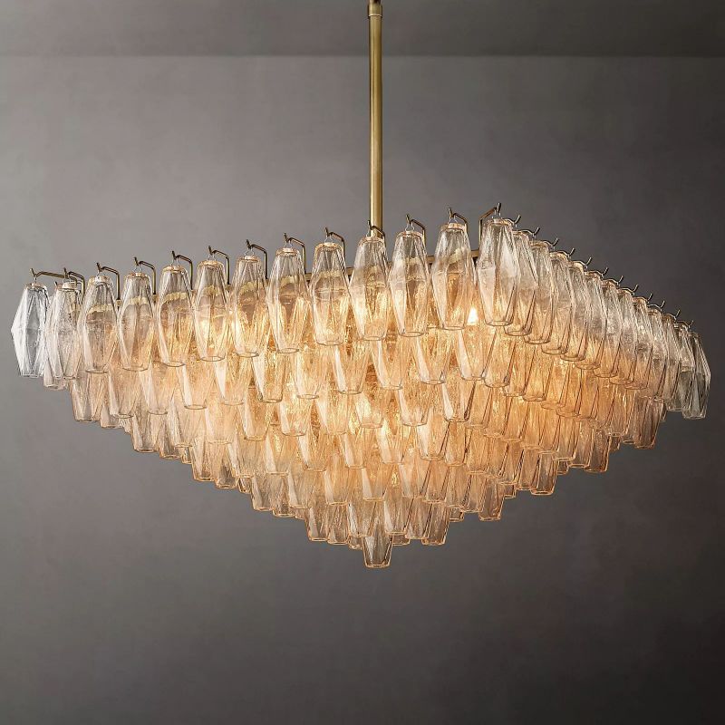 Chara Clear Glass Square Chandelier 32"-HiLamps