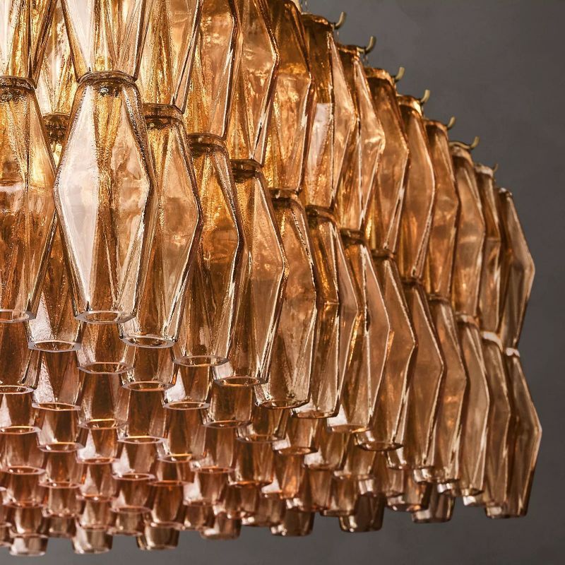 Chara Smoke Glass Rectangular Chandelier 74"-HiLamps