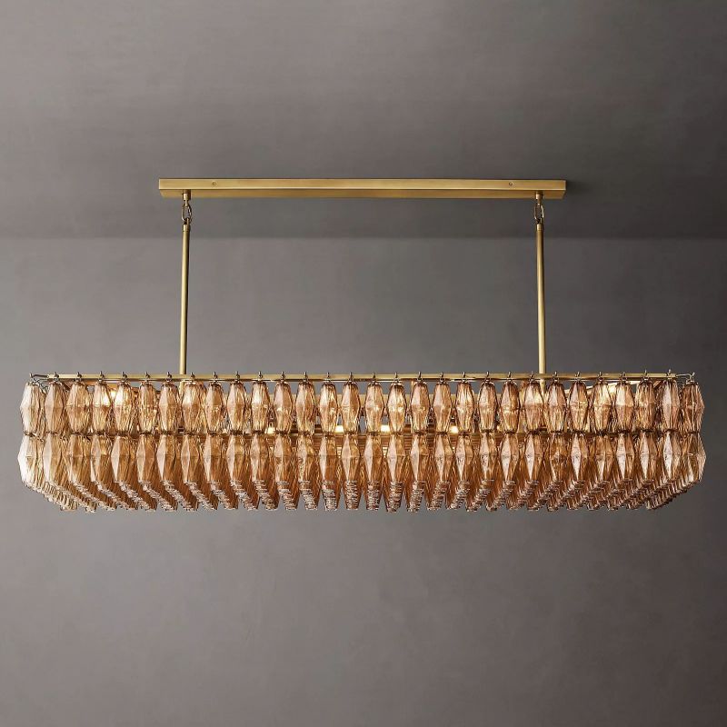 Chara Smoke Glass Rectangular Chandelier 74"-HiLamps