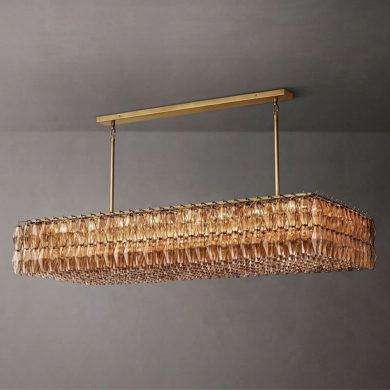 Chara Smoke Glass Rectangular Chandelier 74"-HiLamps