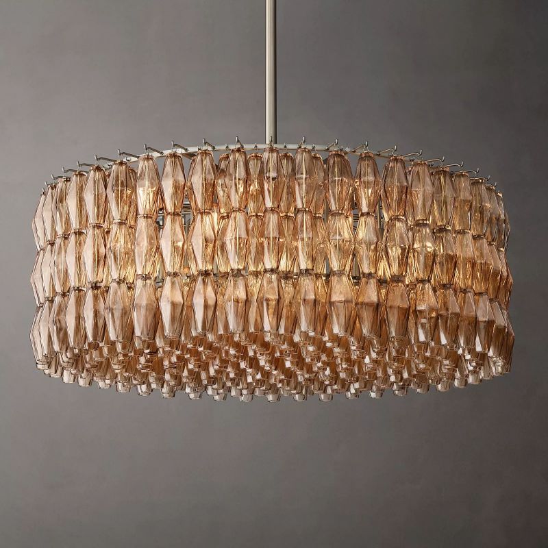 Chara Smoke Glass Round Chandelier 47"-HiLamps