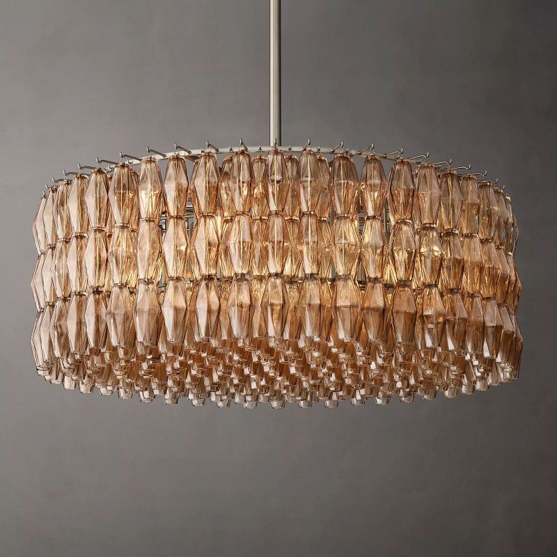 Chara Smoke Glass Round Chandelier 47"-HiLamps