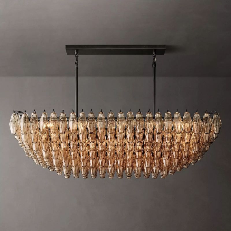 CHIARA SMOKE GLASS TIERED RECIANGULAR CHANDELIER 54"