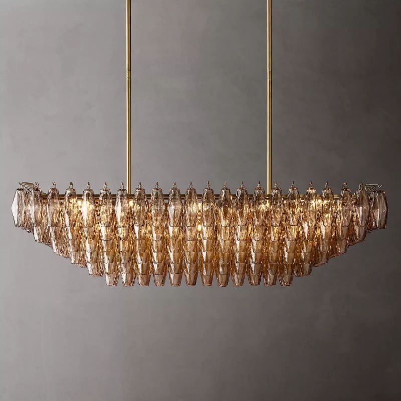 CHIARA SMOKE GLASS TIERED RECIANGULAR CHANDELIER 54"