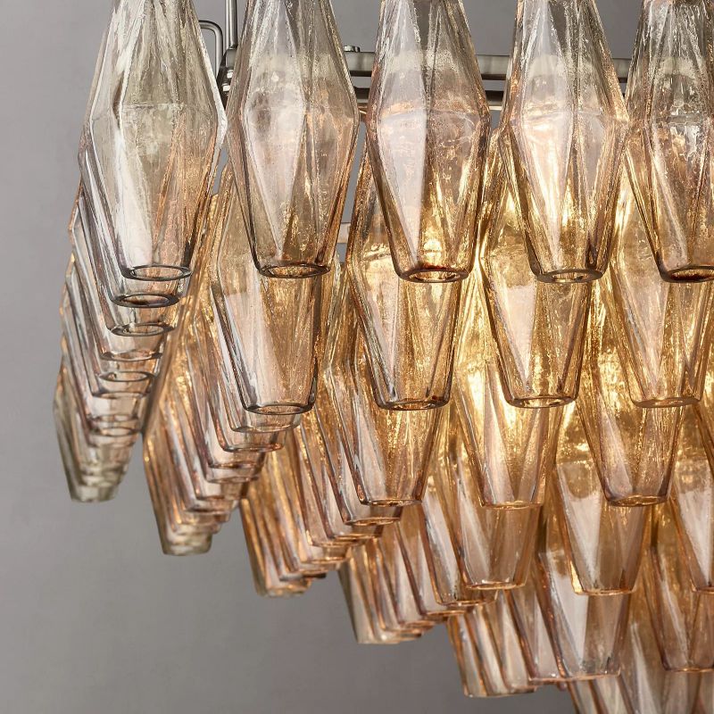 CHIARA SMOKE GLASS TIERED RECIANGULAR CHANDELIER 54"