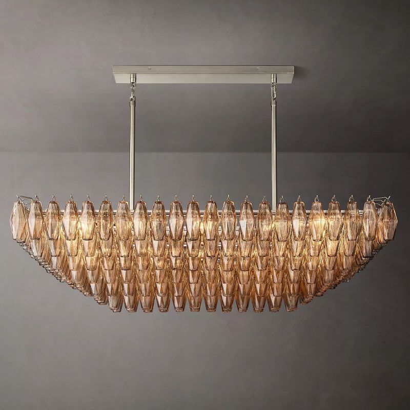 CHIARA SMOKE GLASS TIERED RECIANGULAR CHANDELIER 54"