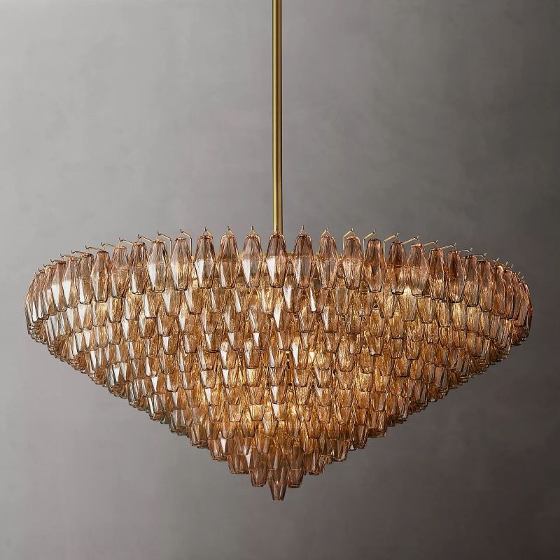 CHIARA SMOKE GLASS TIERED ROUND CHANDELIER 62"
