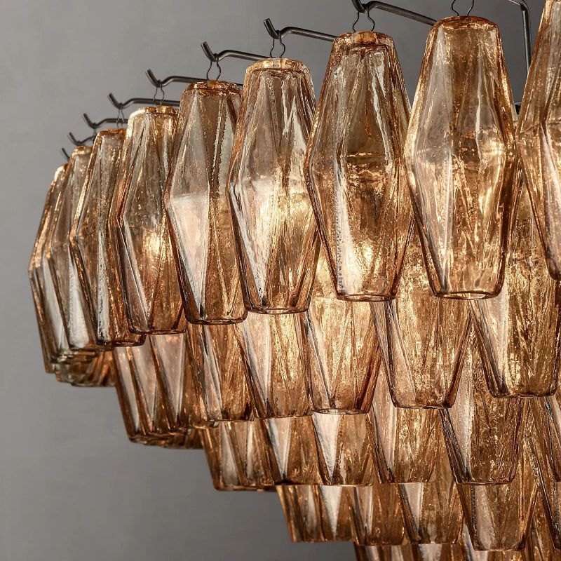 CHIARA SMOKE GLASS TIERED ROUND CHANDELIER 62"