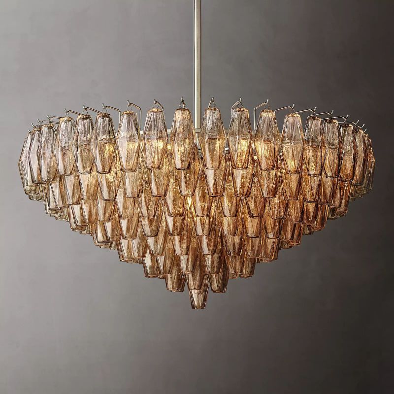 CHIARA SMOKE GLASS TIERED ROUND CHANDELIER 37"