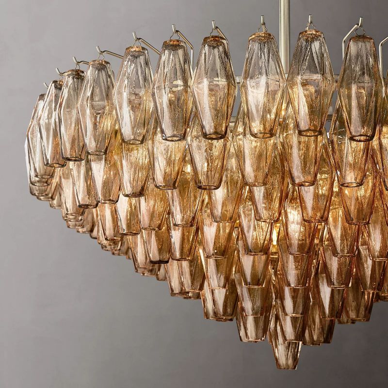 CHIARA SMOKE GLASS TIERED ROUND CHANDELIER 37"