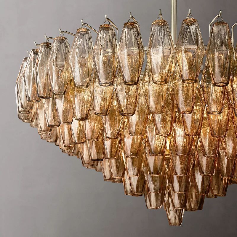 CHIARA SMOKE GLASS TIERED ROUND CHANDELIER 37"