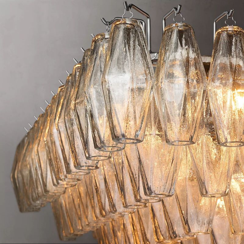 CHIARA CLEAR GLASS TIERED RECIANGULAR CHANDELIER 74"
