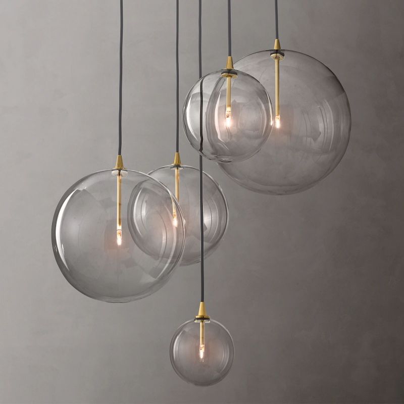 Glass Globe Mobile Cluster Chandelier 28"