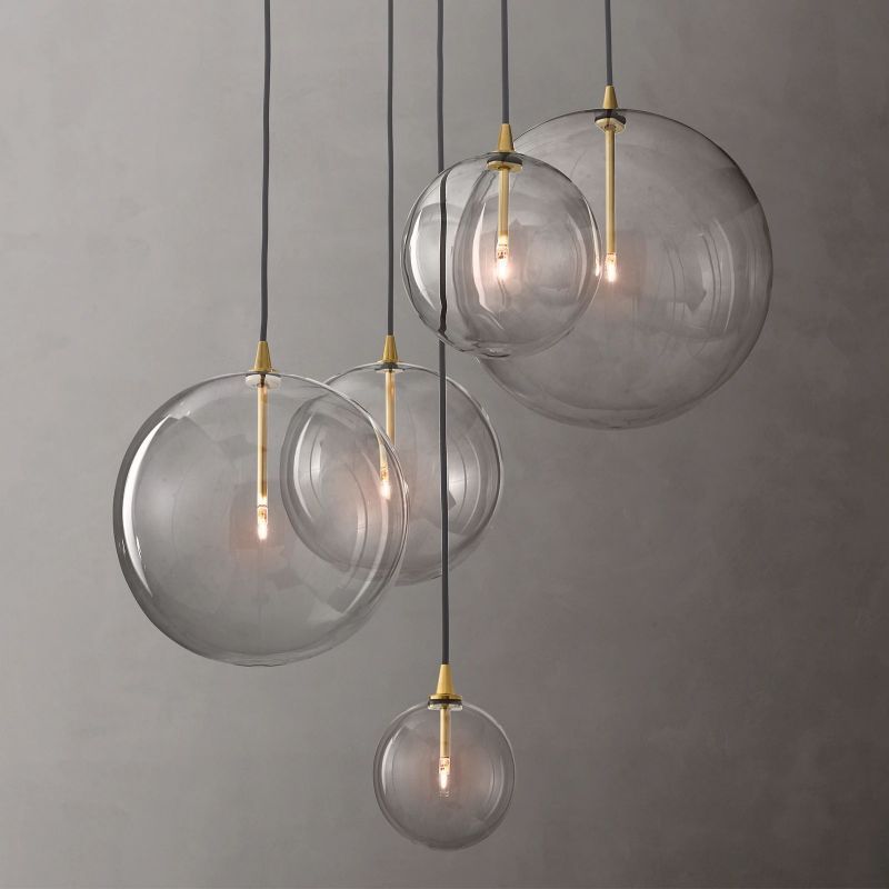 Glass Globe Mobile Cluster Chandelier 28"