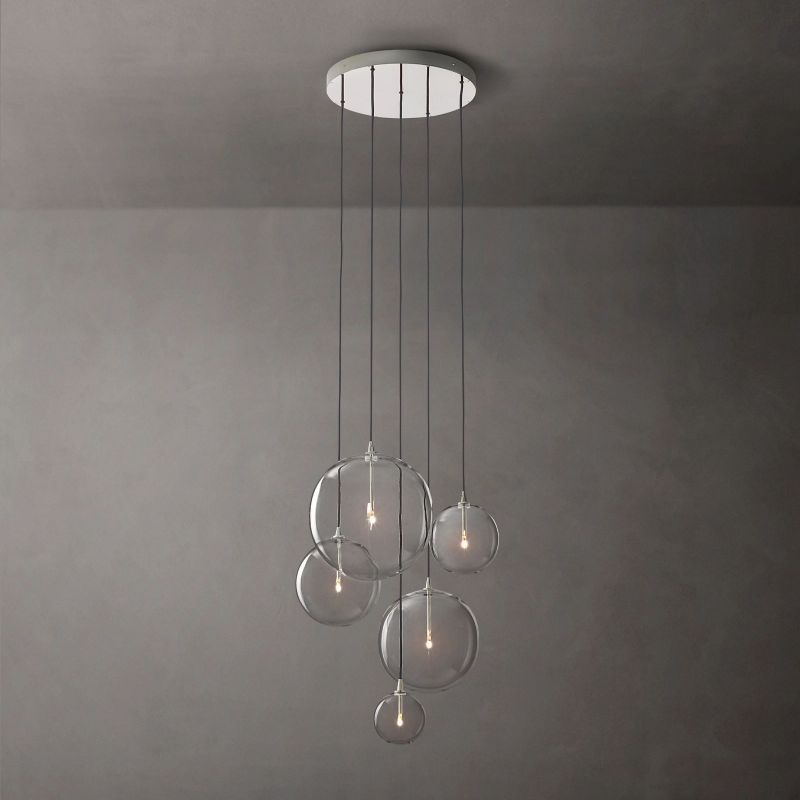 Glass Globe Mobile Cluster Chandelier 28"