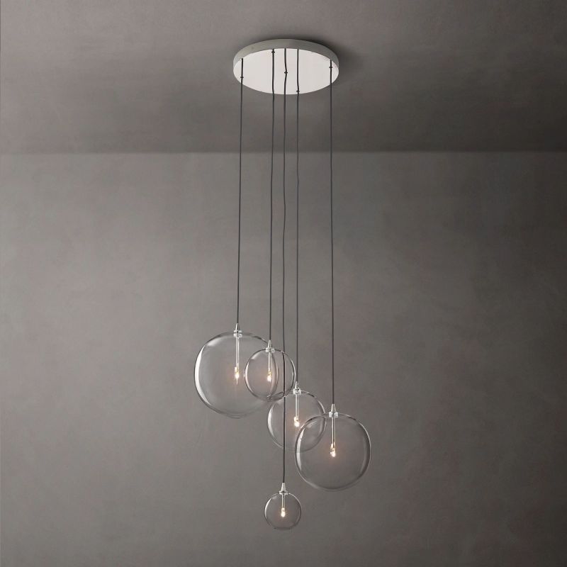 Glass Globe Mobile Cluster Chandelier 28"