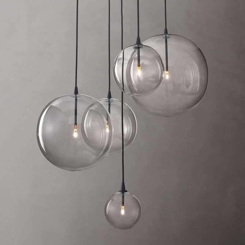 Glass Globe Mobile Cluster Chandelier 28"