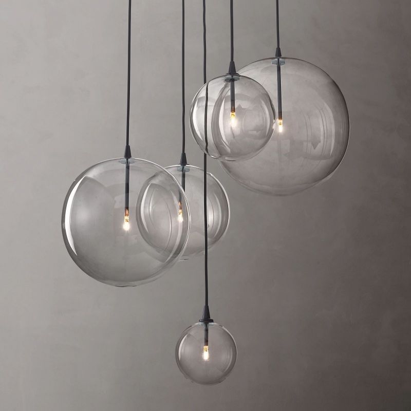 Glass Globe Mobile Cluster Chandelier 28"