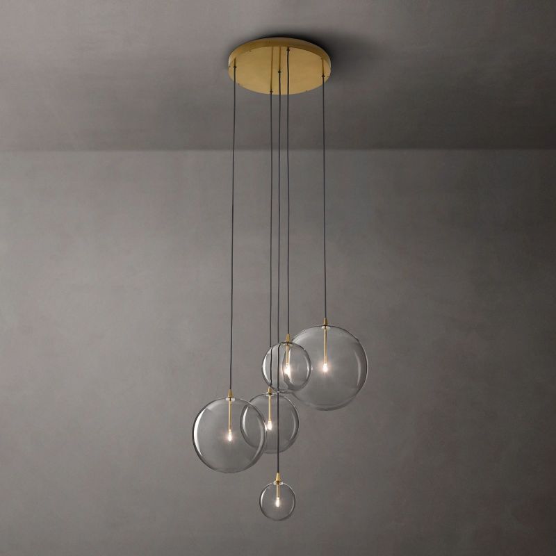 Glass Globe Mobile Cluster Chandelier 28"