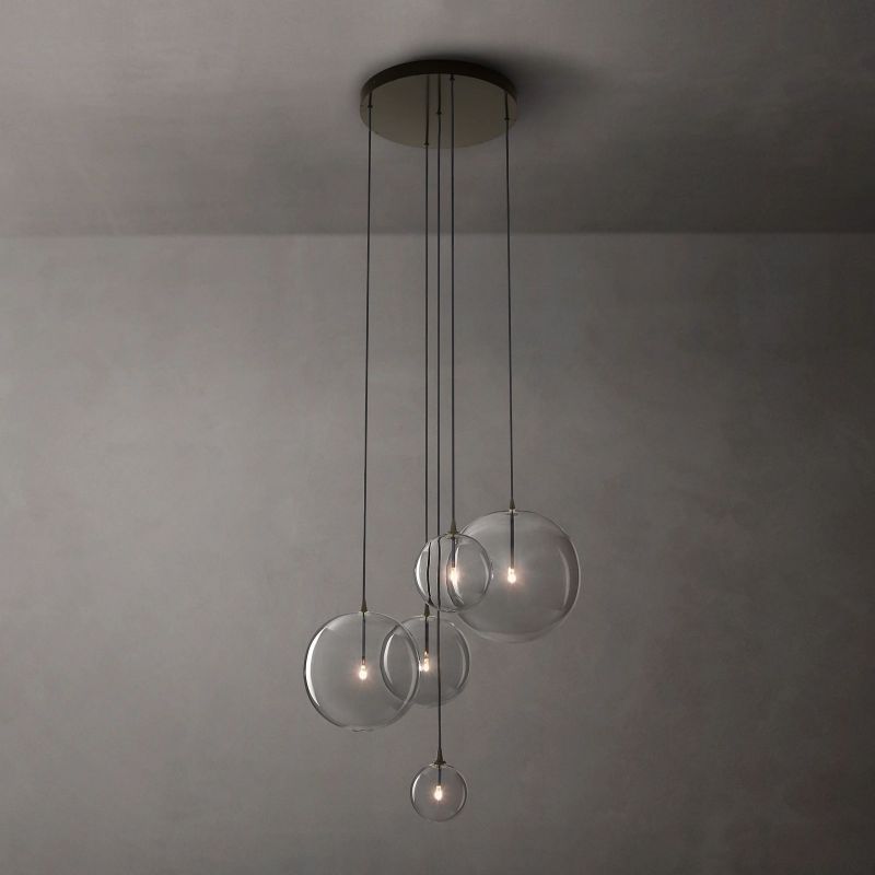 Glass Globe Mobile Cluster Chandelier 28"