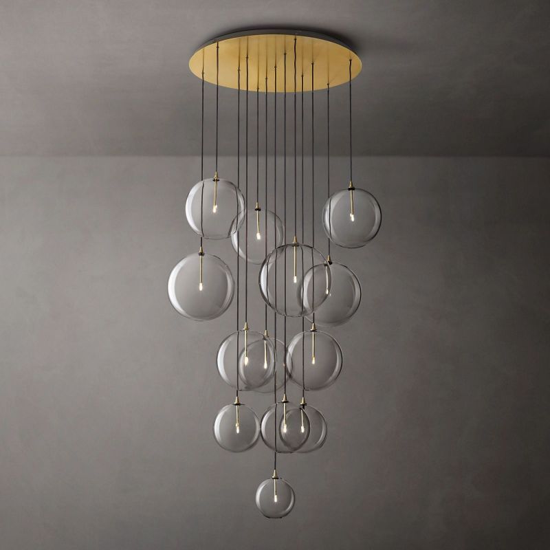 Glass Globe Mobile Cluster Chandelier 44"