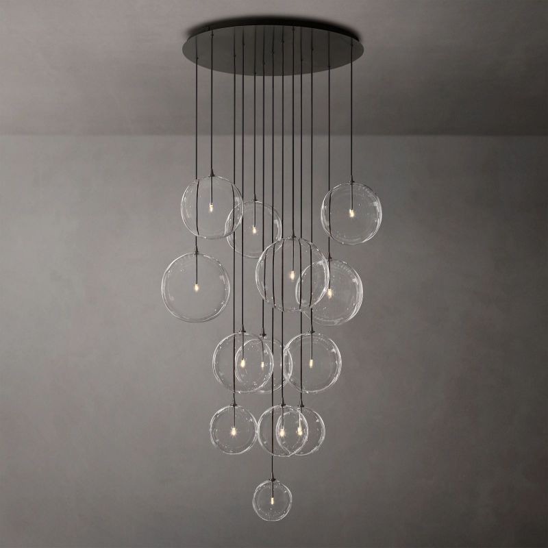 Glass Globe Mobile Cluster Chandelier 44"
