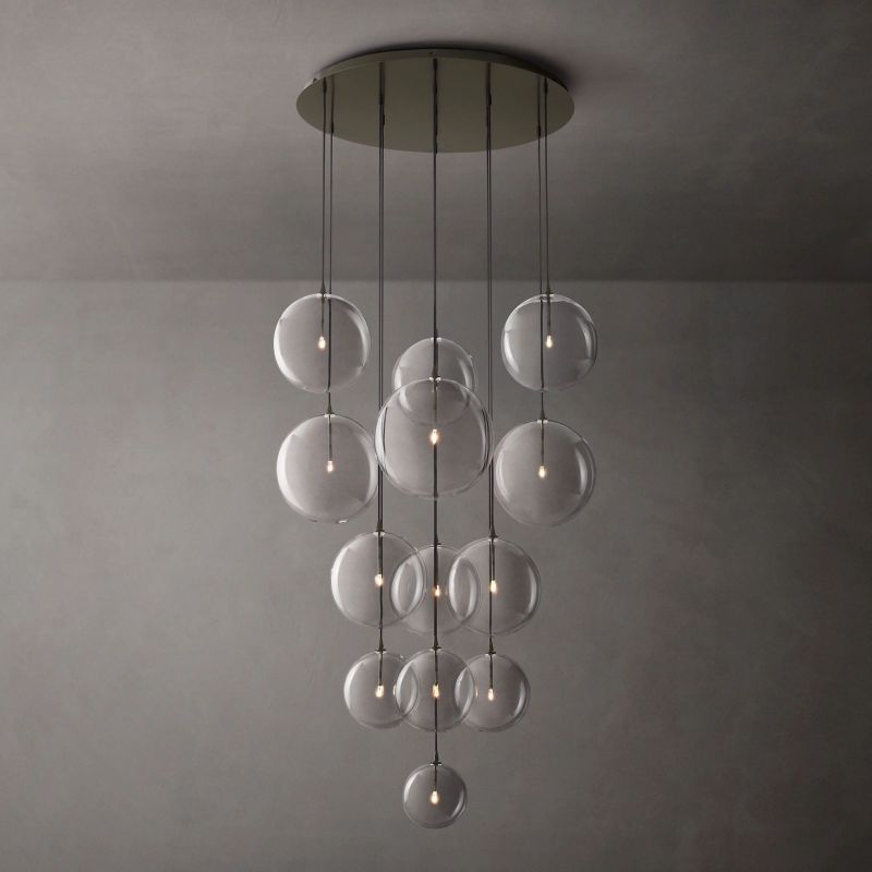 Glass Globe Mobile Cluster Chandelier 44"