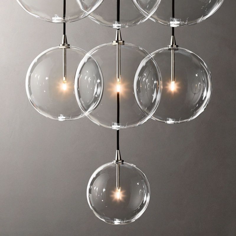 Glass Globe Mobile Cluster Chandelier 28"