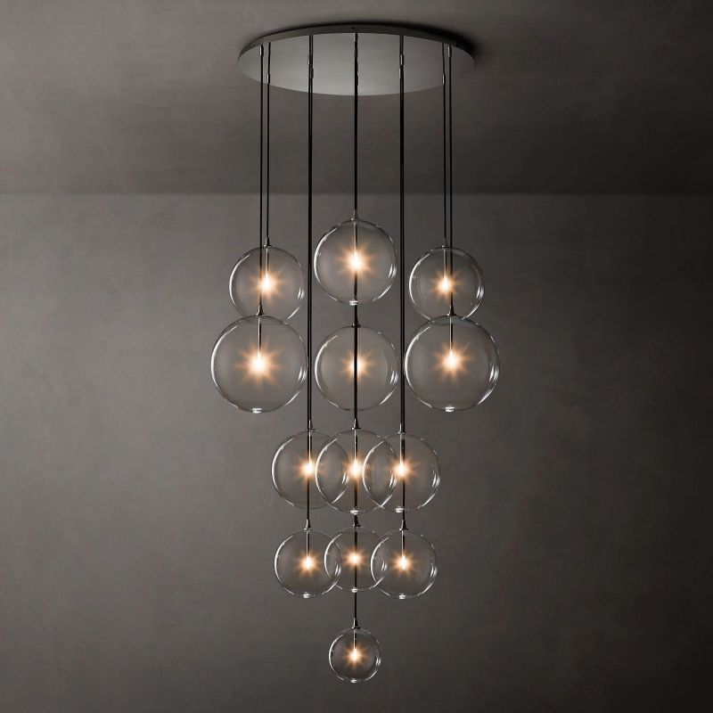 Glass Globe Mobile Cluster Chandelier 44"