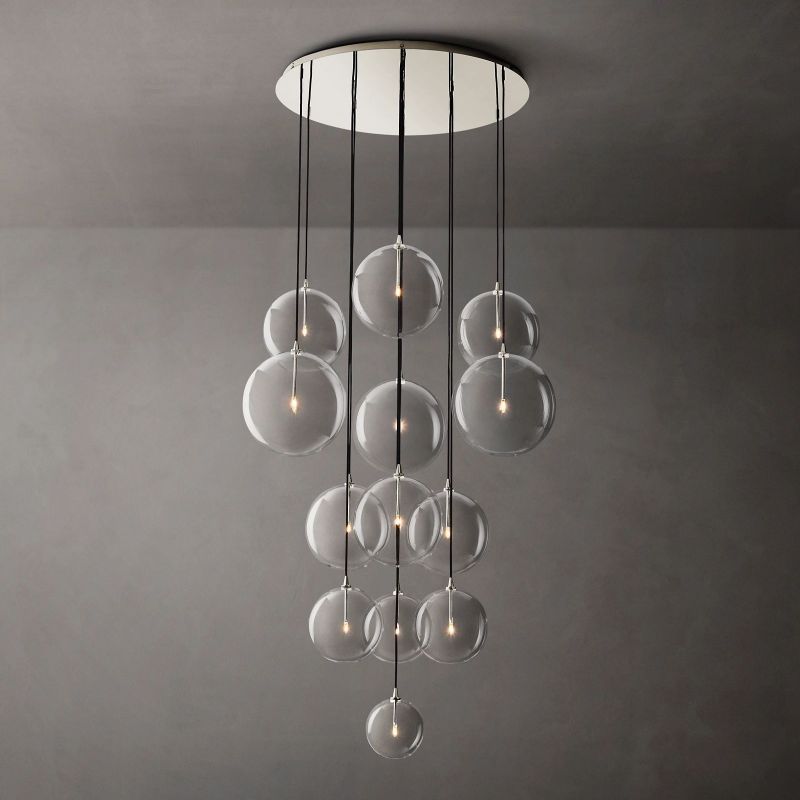 Glass Globe Mobile Cluster Chandelier 44"