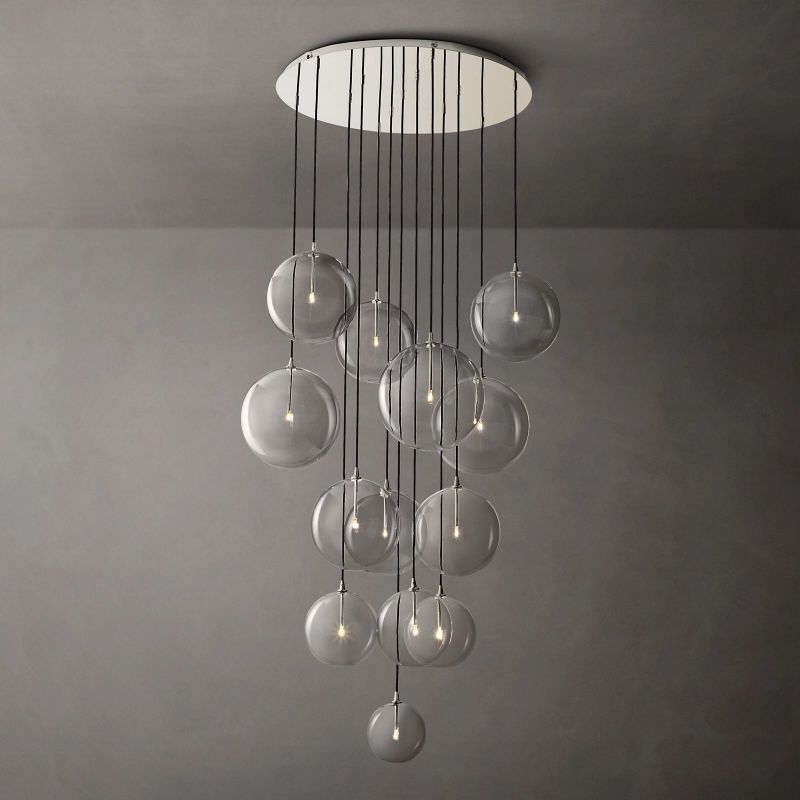 Glass Globe Mobile Cluster Chandelier 44"