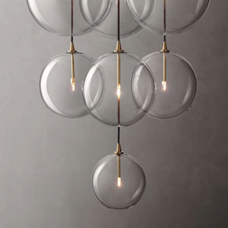 Glass Globe Mobile Cluster Chandelier 44"
