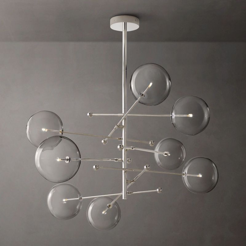 Glass Globe Mobile Eight-Arm Chandelier 79"