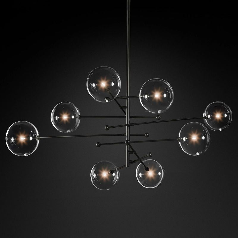 Glass Globe Mobile Eight-Arm Chandelier 79"