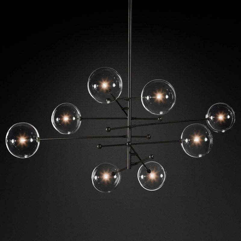 Glass Globe Mobile Eight-Arm Chandelier 79"