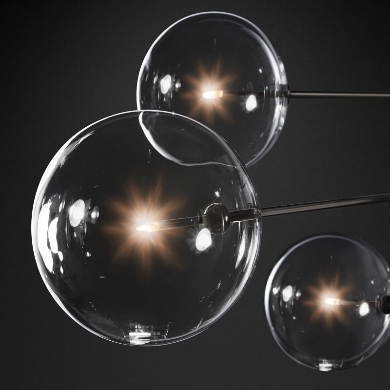 Glass Globe Mobile Eight-Arm Chandelier 79"